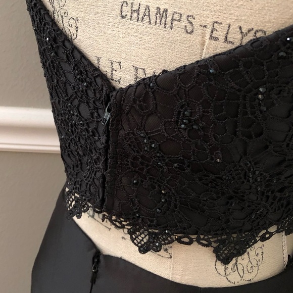 NEW ALYCE PARIS SZ 12 BLACK TWO PIECE LACE BEADED FORMAL EVENING GOWN - Picture 10 of 16